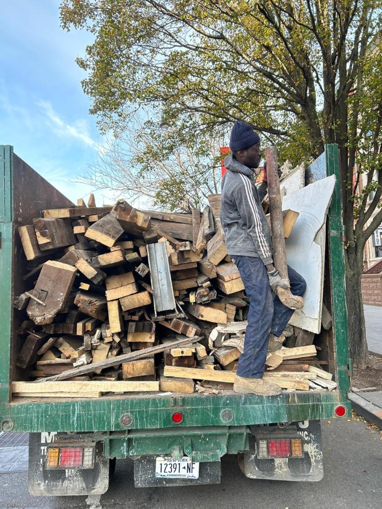 Truck loaded with construction debris